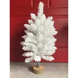 Ялинка штучна Hvoya Elegant настільна 65 см на пеньочку біла зі снігом
