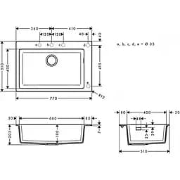 Кухонна мийка Hansgrohe S510-F660 Built-in sink 770x510 Stonegrey 43313290, Сірий - мініатюра 2
