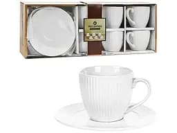 Порцеляновий кавовий сервіз Stenson R96398 на 6 персон 260мл Набір для кави 12 предметів Білий