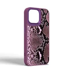 Кожаный чехол для Apple iPhone 15 Pro Max, Harder Genuine Snake, фиолетовый, термополиуретан ТПУ + экокожа с имитацией змеиной кожи, панель, защита корпуса, противоударный, микрофибра, рамка вокруг камеры, защита всего корпуса, (ARM76785) - мініатюра 2