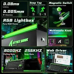 Ігрова магнітна дротова клавіатура Attack Shark R85 / Дротове підключення / Magnetic Switch / Black - мініатюра 3