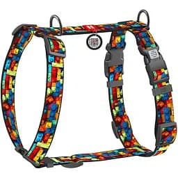 Шлея для собак Waudog анатомічна H-подібна Nylon з QR-паспортом Блоки S1.5х30-45 см