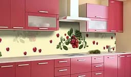 Вініловий кухонний фартух Журавлина наклейка для кухні ПВХ червоні Ягоди Бежевий 60х200 см Happy Pocket Z181683