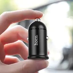 Автомобільний зарядний пристрій Hoco Z30 2 USB чорний - мініатюра 2