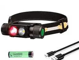 Налобний ліхтар Boruit H02B-Red (біле + червоне світло) с акумулятором 2200мАч