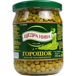 Горошок зелений Щедра Нива Преміум консервований з мозкових сортів 460 г