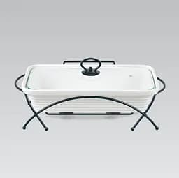 Мармит Maestro MR-11562-73 Керамическая мармитница с крышкой 2,4 л на подставке овальная 36,5 см Белый