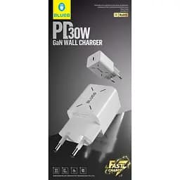 Мережевий зарядний пристрій Blueo GaN 30W White (BT5925) [139306] - мініатюра 4