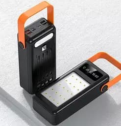 Портативний зовнішній акумулятор Bilintong 50000mAh Power Bank + Led лампа Чорний - мініатюра 6