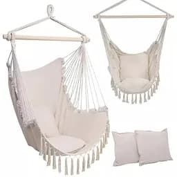 Підвісне крісло гамак бразильський стілець Interlook ZY-V004 + 2 подушки Beige
