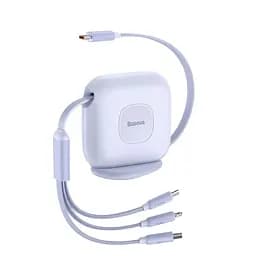 Кабель Baseus Traction Series Retractable 3 в 1, 100W 1.7m Type-C+microUSB+Lightning (CAQY000001)