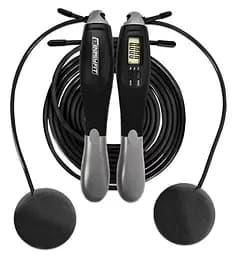 Скакалка со счетчиком EasyFit TwinRope скоростная 2,8 м черно-серая (EF-1909-GY)