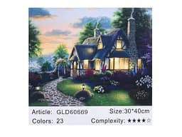 Алмазна мозаїка за номерами Будиночок 60669, 30x40 см