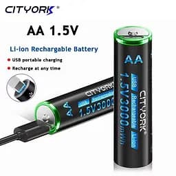 Акумулятор AA Cityork 1.5v 3000mwh літій-іонний + USB (Чорний) - мініатюра 6