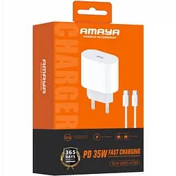 МЗП Amaya E69S PD35W (1USB-C) + кабель Type-C to Type-C White - мініатюра 2