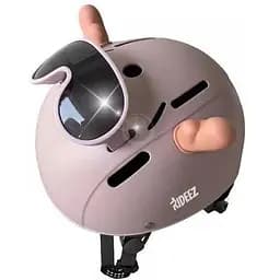 Шолом MS 4885 з рогами та окулярами з 9 вентиляційними отворами розмір 24.5х21х14.5 см рожевий