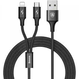 Кабель Baseus Rapid 2 in 1 Cable USB to MicroUSB/Lightning 3A 1.2m CAML-ASU01 Black