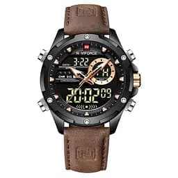 Наручний годинник чоловічий Naviforce Pride NF9208 Black-Black-Dark Brown, NF9208 B/B/D. BN (15226)