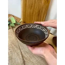 Пиала керамическая (глиняная) резная Ангоб 500 мл