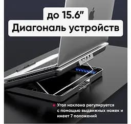 Охолоджувальна підставка для ноутбука 15.6 дюйма Ice Coorel A19, 6 шт.x60mm 580 RPM, 2xUSB - мініатюра 4