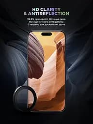Захисне скло для камери Apple iPhone 15/15 Plus, Supreme BI, чорний колір, з рамкою, глянцеве скло для захисту лінз, протиударне, прозоре, з клейовим шаром по контуру, не впливає на якість фото, ArmorStandart (ARM76585) - мініатюра 4