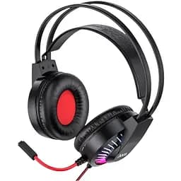 Ігрові геймерські навушники Hoco Gaming W105 з мікрофоном і LED RGB підсвіткою червоні