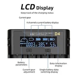 Зарядний пристрій для 4 акумуляторів ESSAGER Battery Charger with LED Indicator For 4 Display - мініатюра 4