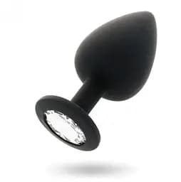 Анальная пробка с кристаллом, черная анальная пробка, анальная пробка со стразой маленькая S