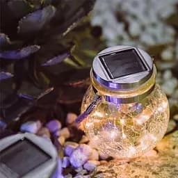 LED-світильник Нічник садовий скляний з сонячною батареєю 30LED Wharm White RGB - мініатюра 5