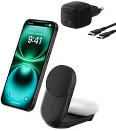 Зарядное устройство для беспроводной связи UltraCharge 2-in-1 Foldable Magnetic Charging 25Вт черный Belkin teh0018769