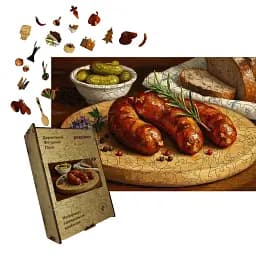 Дерев'яний фігурний пазл Домашня Ковбаса, А1, Дерев'яна коробка 500+ елементів