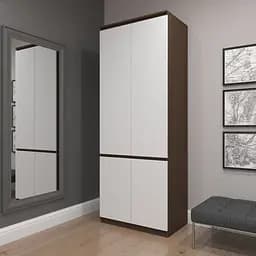 Шафа для одягу Vays R-10 Венге Темний-Білий фасад, з полицями та штангою, без ручок, ЛДСП, 80×50×211 см - для спальні, вітальні, передпокою