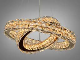 Підвісна LED-люстра Diasha 7896/600+400S-gold з двома кришталевими кільцями, пультом, 54 W, Gold, 60 см, 12-20m2 - мініатюра 3