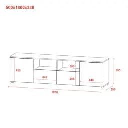 Комод Doros Рон 4 Графіт 2 фасади 2 шухляди 180х38х50 (44900234) - мініатюра 17