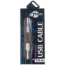 Кабель Atcom USB 2.0 AM/microUSB, 0.8м, белый (16123)