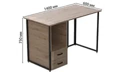 Комп'ютерний стіл Ferrum-decor Отто 75x140x60 чорний ДСП Дуб Сан-Марино 32мм (FRD-103589) - мініатюра 3