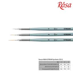 Пензель синтетика кругла лайнер STREAM 123/5 №1 коротка ручка Rosa - мініатюра 2