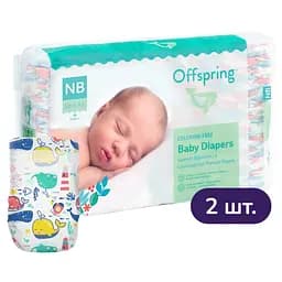 Підгузки Offspring Willy the Whale розмір NB (до 4 кг) 112 шт. (2 уп. х 56 шт.)