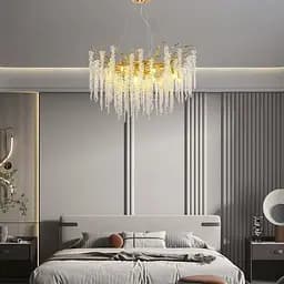 Вишукана підвісна золота люстра з кришталевим камінням Ø 50 см | Арт. 33001-460 GD | Line F