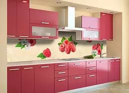 Кухонний фартух Малина вінілова наклейка ПВХ червоні ягоди Їжа Бежевий 60х200 см Happy Pocket Z180900 - мініатюра 2