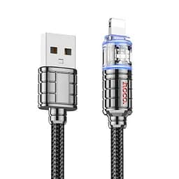 Кабель Hoco U122 с индикатором USB to Lightning 1.2 м черный