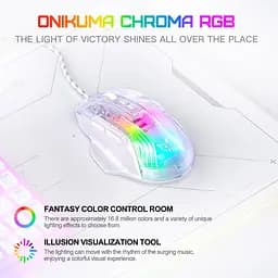 Комп'ютерна мишка Onikuma ігрова дротова для ПК C93 RGB підсвітка 12800 DPI для ноутбука прозорий корпус - мініатюра 5