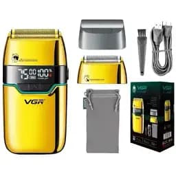Електробритва шейвер VGR V-350 чоловіча акумуляторна бритва для гоління з дисплеєм Gold IPX4 6 Вт