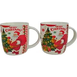 Набор чашек новогодних Tanto керамика в подарочной упаковке 350 мл Белая с красным 2 шт