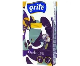 Grite Orchidea White, Упаковка 6 шт. х 9 шт., Хусточки паперові Гріте, чотирьохшарові - мініатюра 2