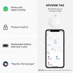 Atuvos Smart Bluetooth Air Tracker 1 Pack, Keys Finder працює з Apple Find My (тільки iOS), локатор предметів для ключів - мініатюра 7