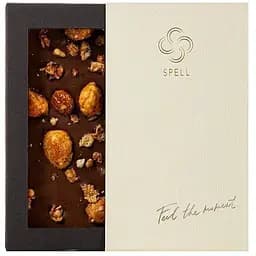 Шоколад молочний Spell з солоною карамеллю, карамелізованими пластівцями та фундуком 100 г (827967)