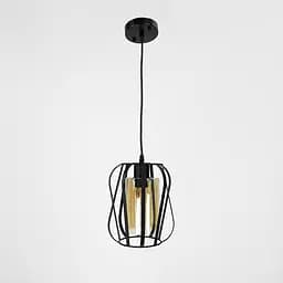 Підвісний чорний світильник з янтарним плафоном 22х18 см | Арт. 12699/1 BK+AM | Line F