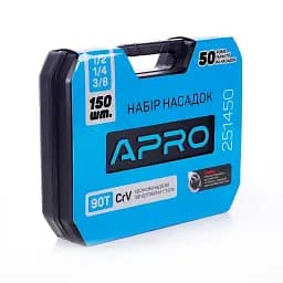 Набір насадок та інструментів Apro з тріскачкою CrV 1/4" 3/8" 1/2" 90T 150 шт. 30412 - мініатюра 5