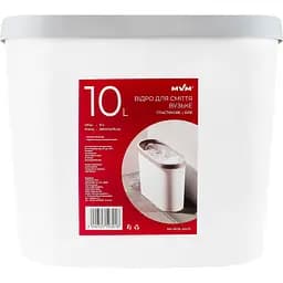Ведро для мусора MBM My Home узкое без крышки 10 л белое (BIN-08 10L WHITE)
